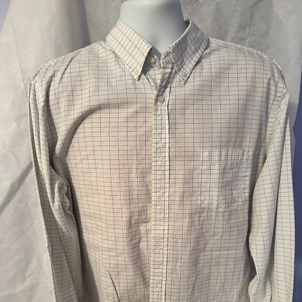 Men's J Crew Button Down White/Yellow Tailored Fit, XL